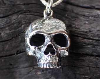 Sterling Silver Realistic Skull Charm made from Recycled Silver