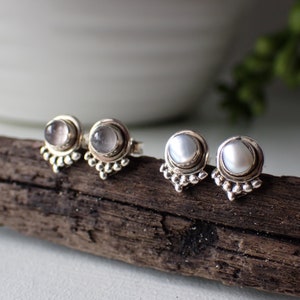 Sterling Silver Gemstone Stud Earrings