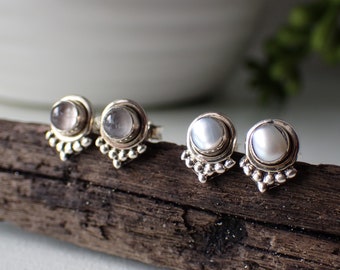 Sterling Silver Gemstone Stud Earrings