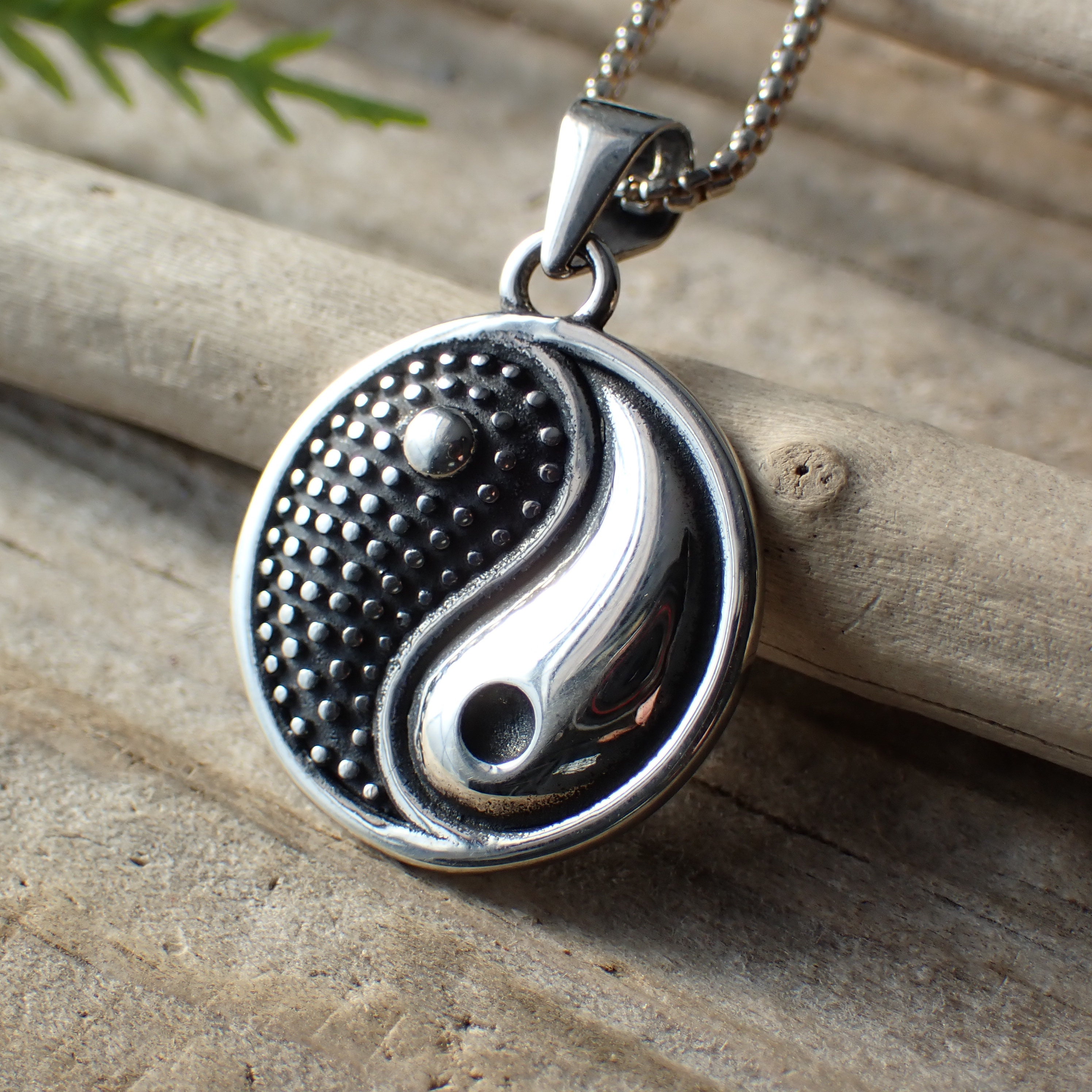 Sterling Silver Yin Yang Necklace - Etsy