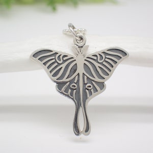 Sterling Silver Luna Moth Charm Necklace made from Recycled Silver