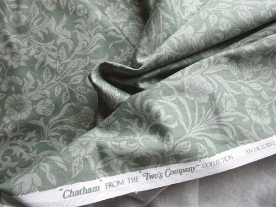 Rectella Cotton Interiors Fabric /'Chatham/' Green Art Nouveau Design per Metre