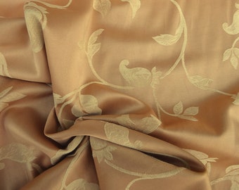 Vintage Satin Baumwolle Damast Kleid / Interiors Stoff Pfirsich Blatt Design 40"L x 54"W
