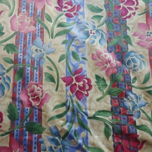 Vintage Francis Price Cotton Interiors Floral Stripe Fabric &#39;Milano&#39; 40&quot;L x 56&quot;W