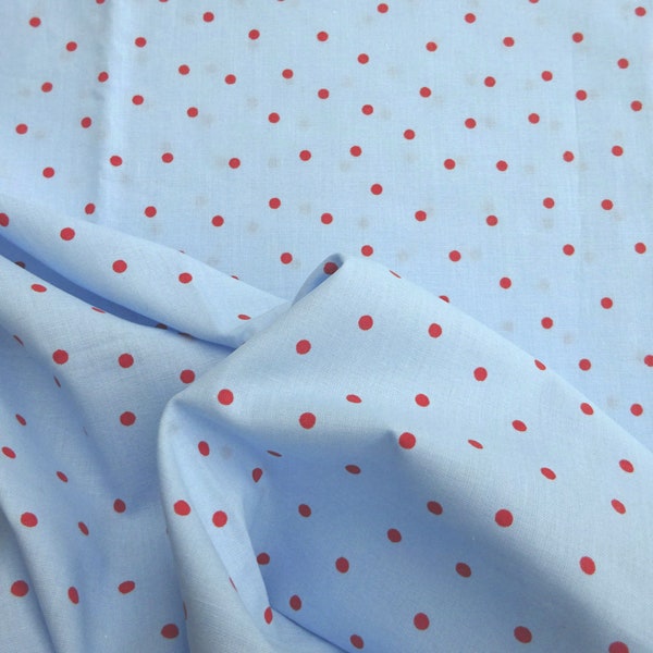 Cath Kidston Cotton Craft Quilting Fabric Rosali Blue Red Spots 40" L x 42" W