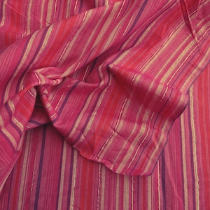 Vintage Hippy Light Cotton Dress Making Fabric Pink Silver Stripes 40&quot;L x44&quot;W