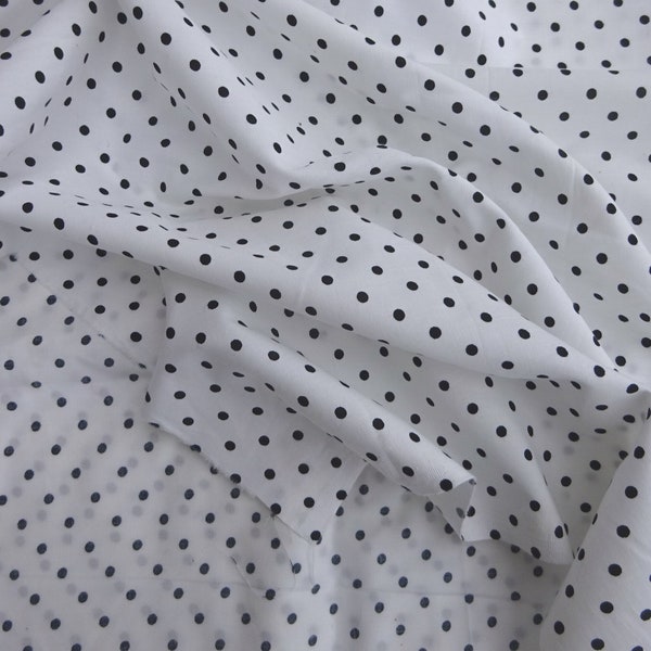 Black White Polkadot Cotton Poplin Dress Making Fabric 40"L x 45"W