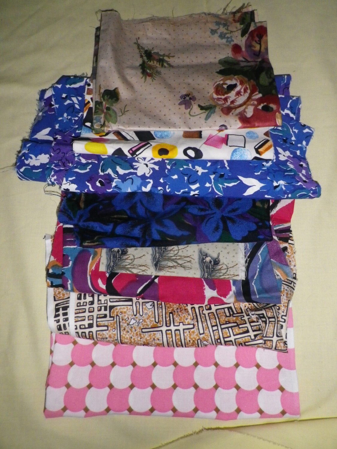 Vintage Cotton Fabric Bundle for Patchwork Quilting and Craft. Etsy