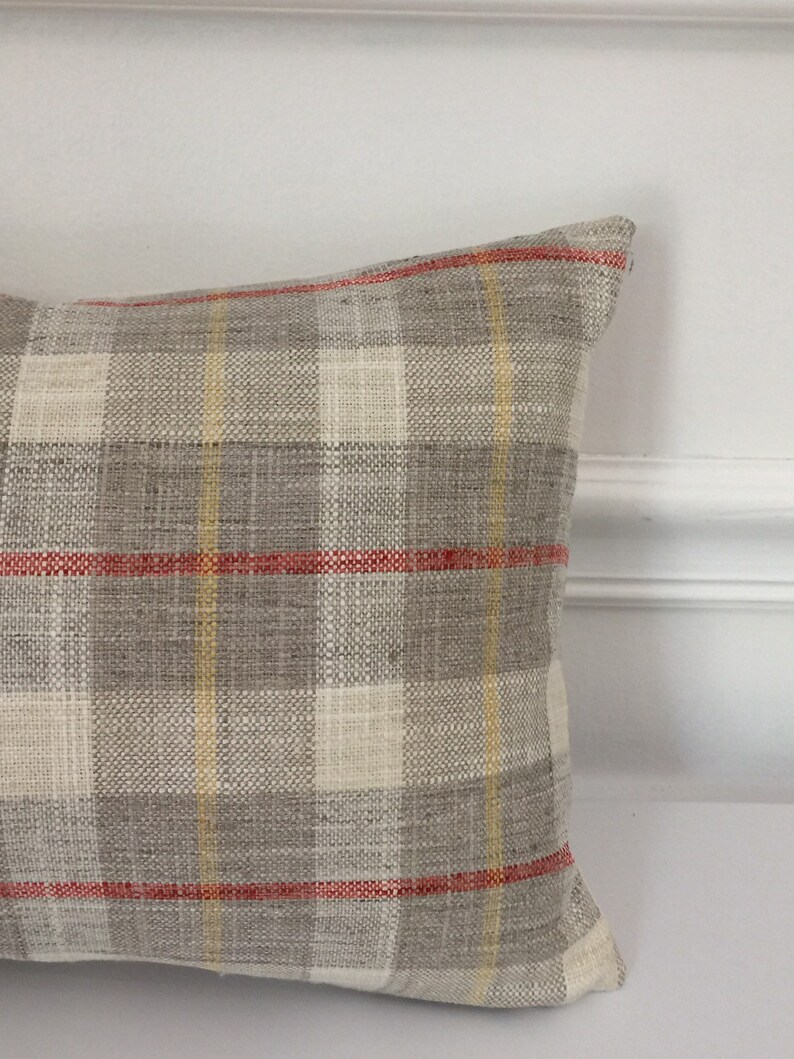 12x18 Neutral Plaid Lumbar Pillow Etsy
