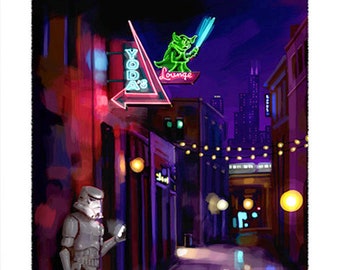 Yoda's Lounge - Painting of Chicago Star Wars bar (fictional)