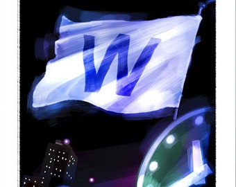 Chicago art - W Flag - painting
