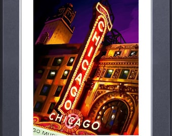 Chicago art - Painting of the Chicago Theatre sign