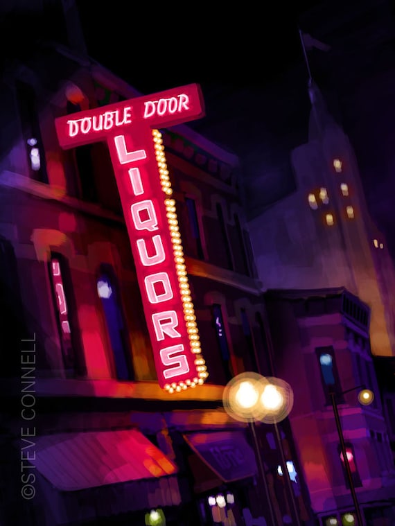 Chicago Art Painting Of Double Door Club Wicker Park Etsy