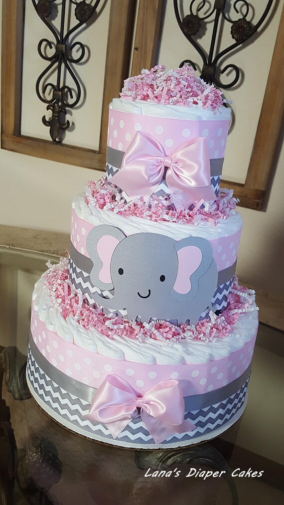 baby girl elephant diaper cake