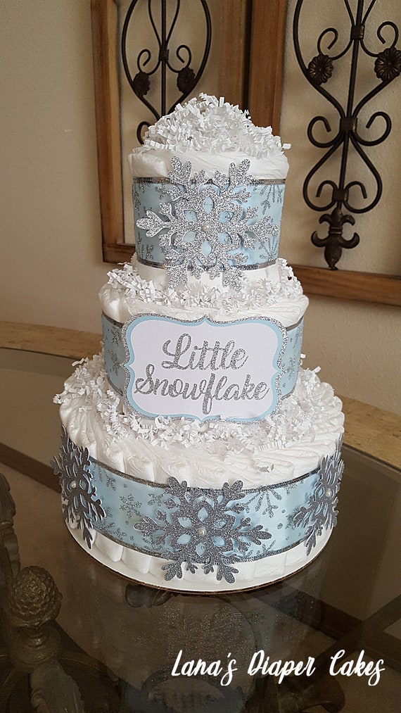 snowflake diaper cake