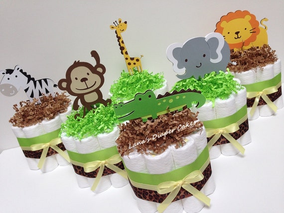 Set De 6 Safarari Jungle Mini Gateau Couche Douche De Bebe Etsy