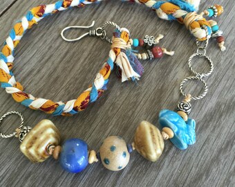 Blue Bunny Braided Necklace