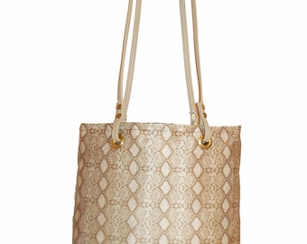 Vegan Snakeskin Tote Carry All Bag