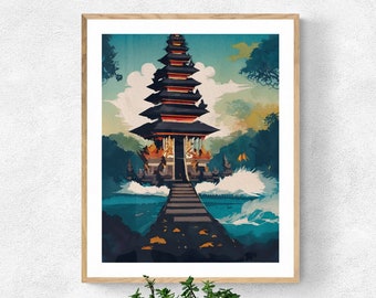 Bali Temple Print, Zen Wall Decor, Indonesia Print, Bali Wall Art, Travel Print, Indonesia Poster, Bali Gift, Hindu Temple Art, Spiritual