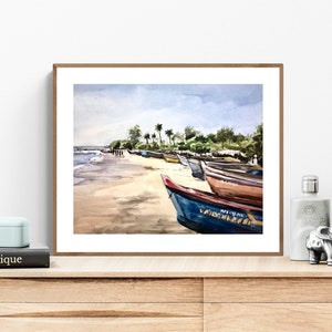 Sunny Goan Beach / Watercolor Painting / Goa India