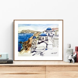 Santorini Print, Santorini Wandkunst, Griechenland Print, Santorini Griechenland Wanddekoration, Santorini Malerei, Reisedruck, Griechische Insel Kunst, Boho Art