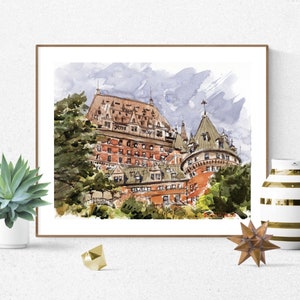 Château Frontenac Watercolor Print, Quebec City Wall Art, Canada Print, Quebec Art, Travel Poster, Christmas Gift, Home Gallery Print