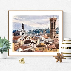 Florence Art Print, Watercolor Painting, European Landscape