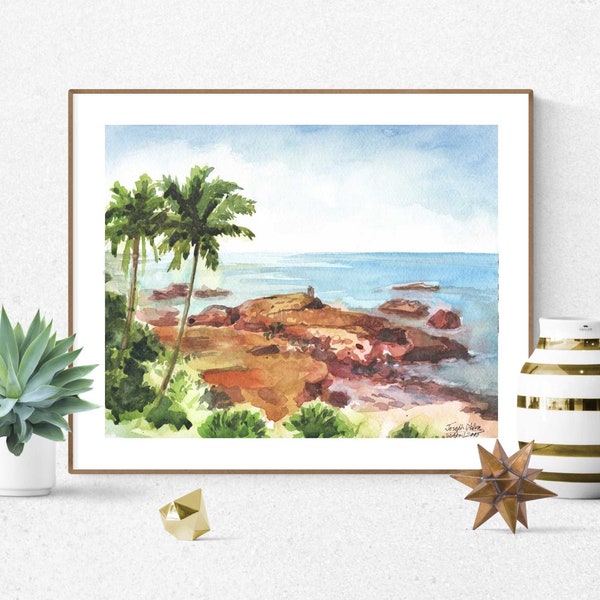 Goa Print / Watercolor Art Print / Anjuna Beach