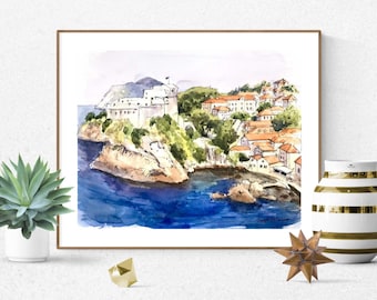 Dubrovnik Wall Print, Croatian Art, Watercolor Art Print, Dubrovnik Watercolor, Croatia Print, Dubrovnik Art, Croatia Wall Art, Dubrovnik