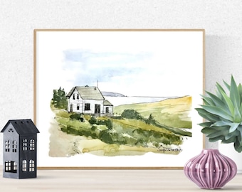 Cape Breton Art, Nova Scotia Print, Watercolor Art, Cape Breton Wall Decor, Nova Scotia Watercolor, Maritime Art, Canada Wall Print