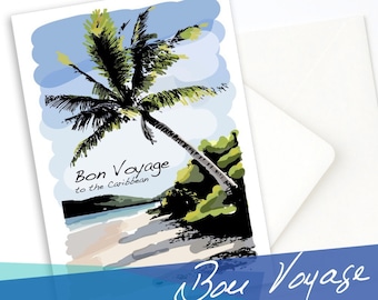 Caribbean Travel Greeting Card, Honeymoon Card, Cruise Card, Caribbean Birthday Card, Cruise Gift, Tropical Card, Bon Voyage Card, Vacation