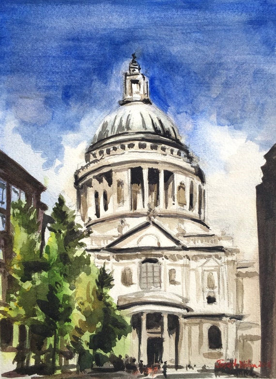 St Pauls London Watercolor Painting St Pauls London London Etsy