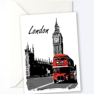 Tarjeta de notas de Londres, tarjeta de felicitación de viaje, tarjeta de felicitación, regalo de Londres, tarjeta de cumpleaños, tarjeta del Reino Unido, postales de Londres, tarjeta de agradecimiento, Gran Bretaña