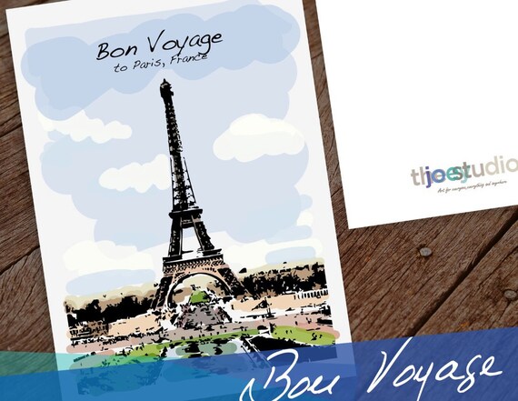 Carte De Voeux Voyage Paris Bon Voyage A La Carte De Paris Etsy