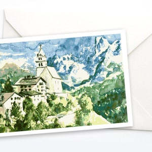 Carte Alpes italiennes, Carte de correspondance des Dolomites, Carte de village de montagne, Papeterie, Carte de correspondance vierge, Carte de voeux de l'Italie, Cadeau de voyage en Italie