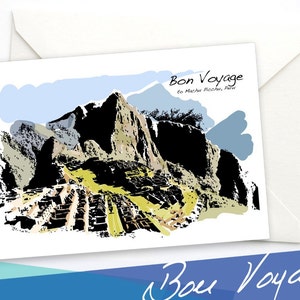 Machu Picchu Reise-Gruß-Karte, Bon Voyage nach Machu Picchu, Peru Grußkarte, Blanko-Karte, 5x7 Karte, Viel Glück Karte, Postkarte Peru