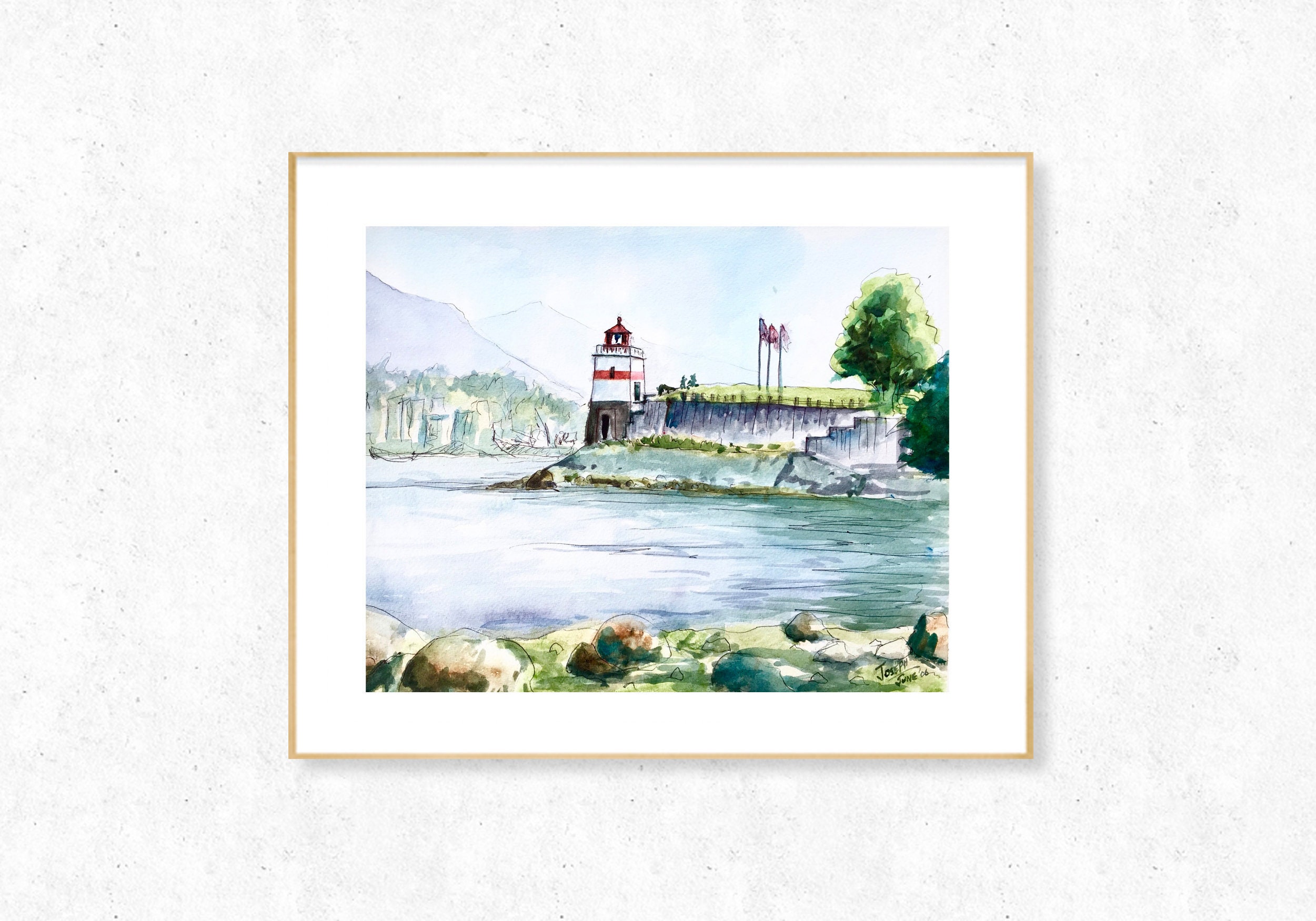 Vancouver Art Print / Stanley Park Lighthouse / Watercolor Painting /  Canadian Westcoast -  Norway