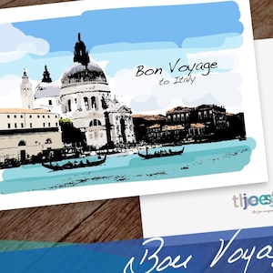 Tarjeta Bon Voyage Italia, Tarjeta de viaje a Italia, Tarjeta de felicitación italiana, Tarjeta de buena suerte, Tarjeta de Venecia, Tarjeta de viaje a Italia, Tarjeta italiana 5x7