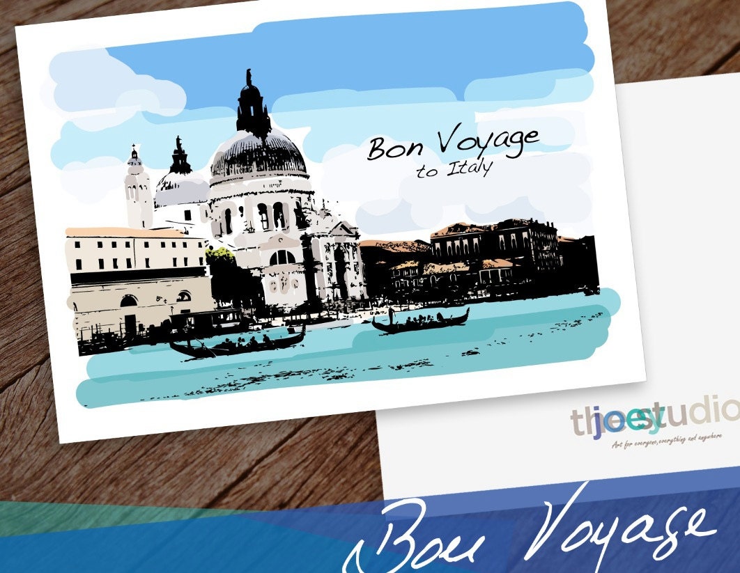 Italy Travel Greeting Card Bon Voyage To Italy Venice Italy Etsy