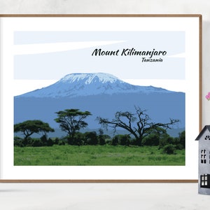 Mount Kilimanjaro Print, Digital Download, African Art Printable, Tanzanian Gift, Kilimanjaro Wall Art, Kilimanjaro Tanzania, Travel Print