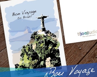 Brazil Travel Greeting Card, Rio De Janeiro Card, Brazilian 5x7 Card, Bon Voyage Card Brazil, Post Card From Brazil,Christ The Redeemer Card