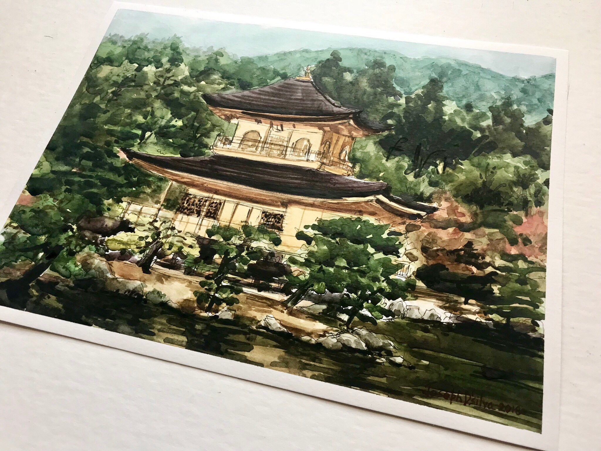 ベトナム 米絵 金閣寺 ライスピクチャー 日本画 風景画