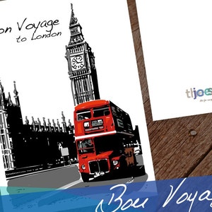 Carte de voeux Londres vierge, carte Bon voyage à Londres, carte de voeux de voyage Londres, cadeau de voyage, carte d'anniversaire en Angleterre, carte du Royaume-Uni, carte de la Saint-Valentin