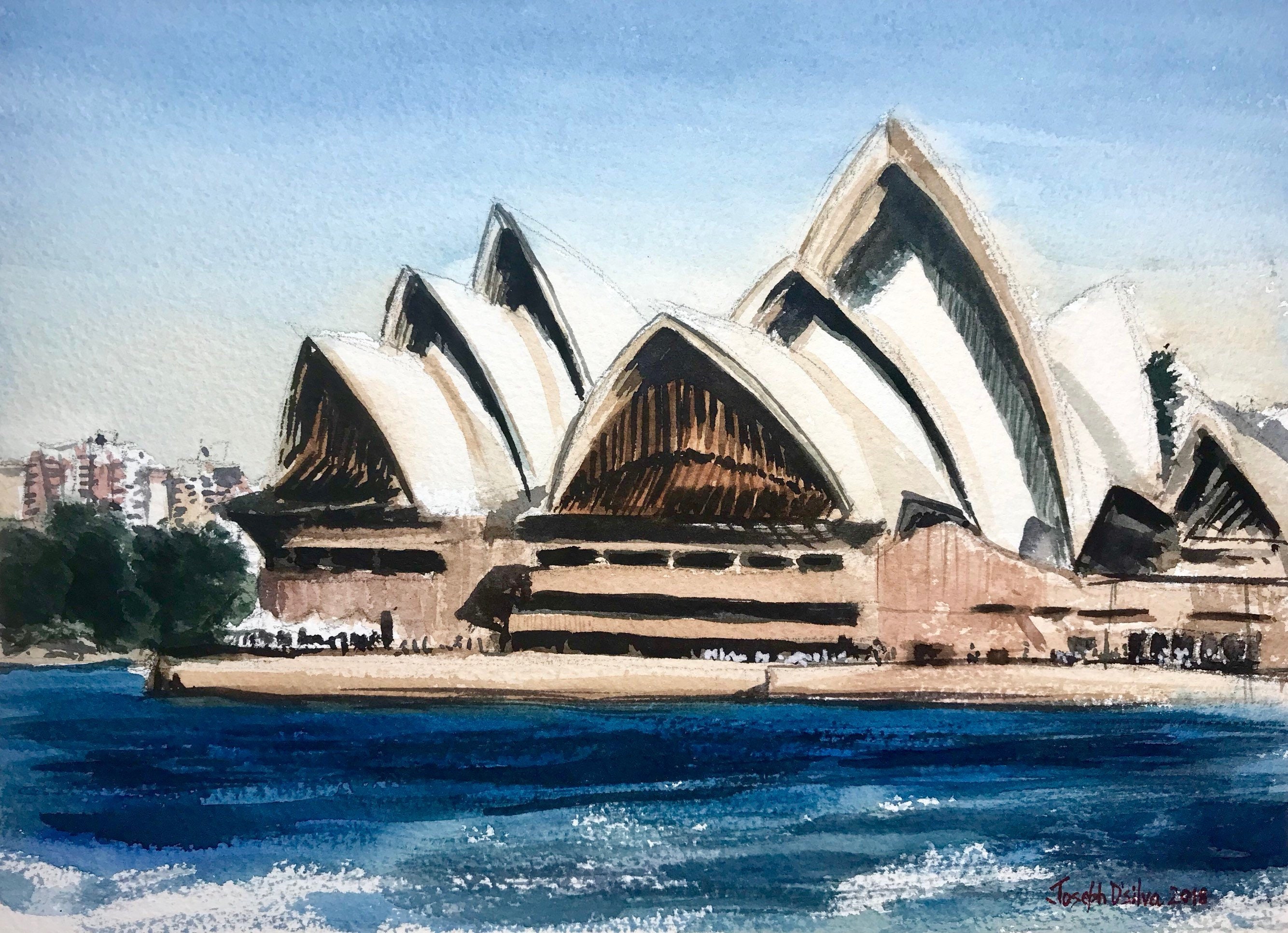 How To Draw Sydney Opera House Step by Step - YouTube