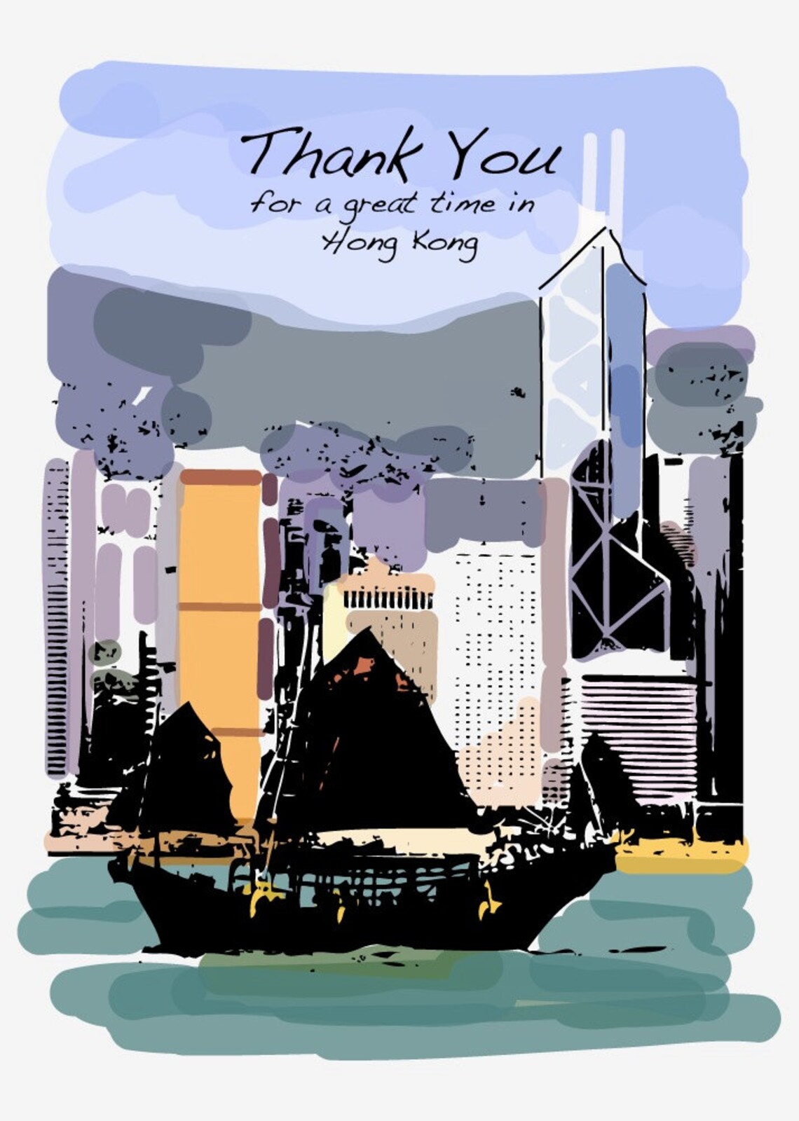 Hong Kong Thank you Greeting Card Thank you Hong kong 5x7  