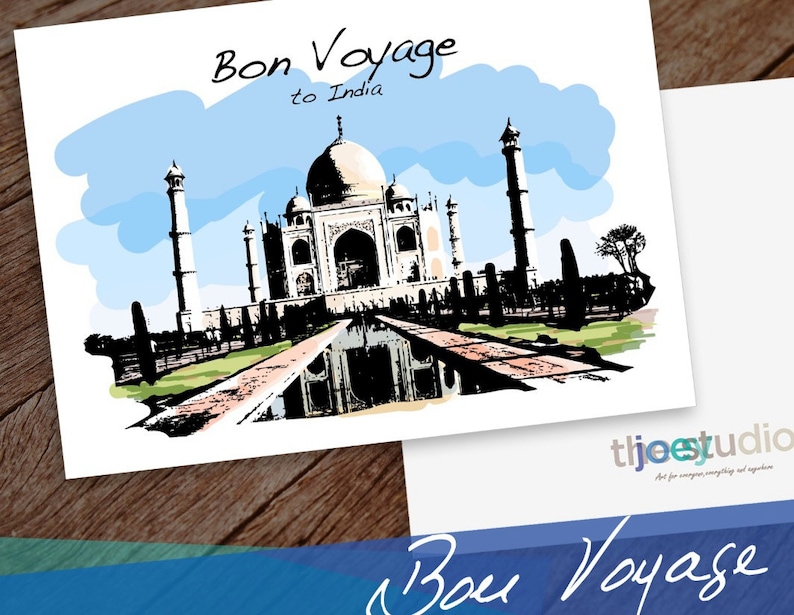 India Travel Greeting Card Taj Mahal India Greeting Card Bon Etsy