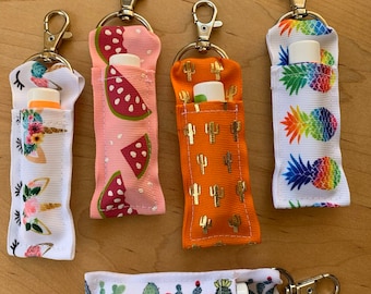 Lip Balm Holder for Keychain Zipper Ready to Ship Lanyard