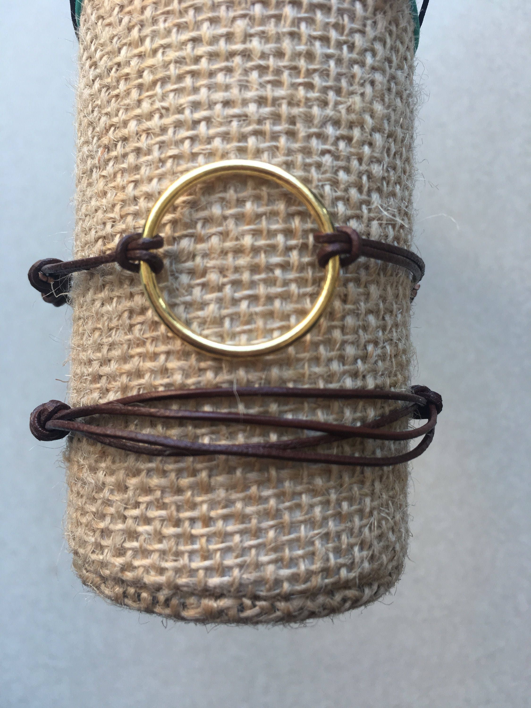 Leather Sliding Clasp Bracelet with Metal Charm Etsy