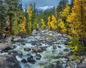 Fall scène Icicle River, val Image, Icicle rivier foto, vallen kleuren,