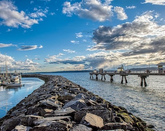 Zeegezicht, Puget Sound view, Clouds, Washington State,